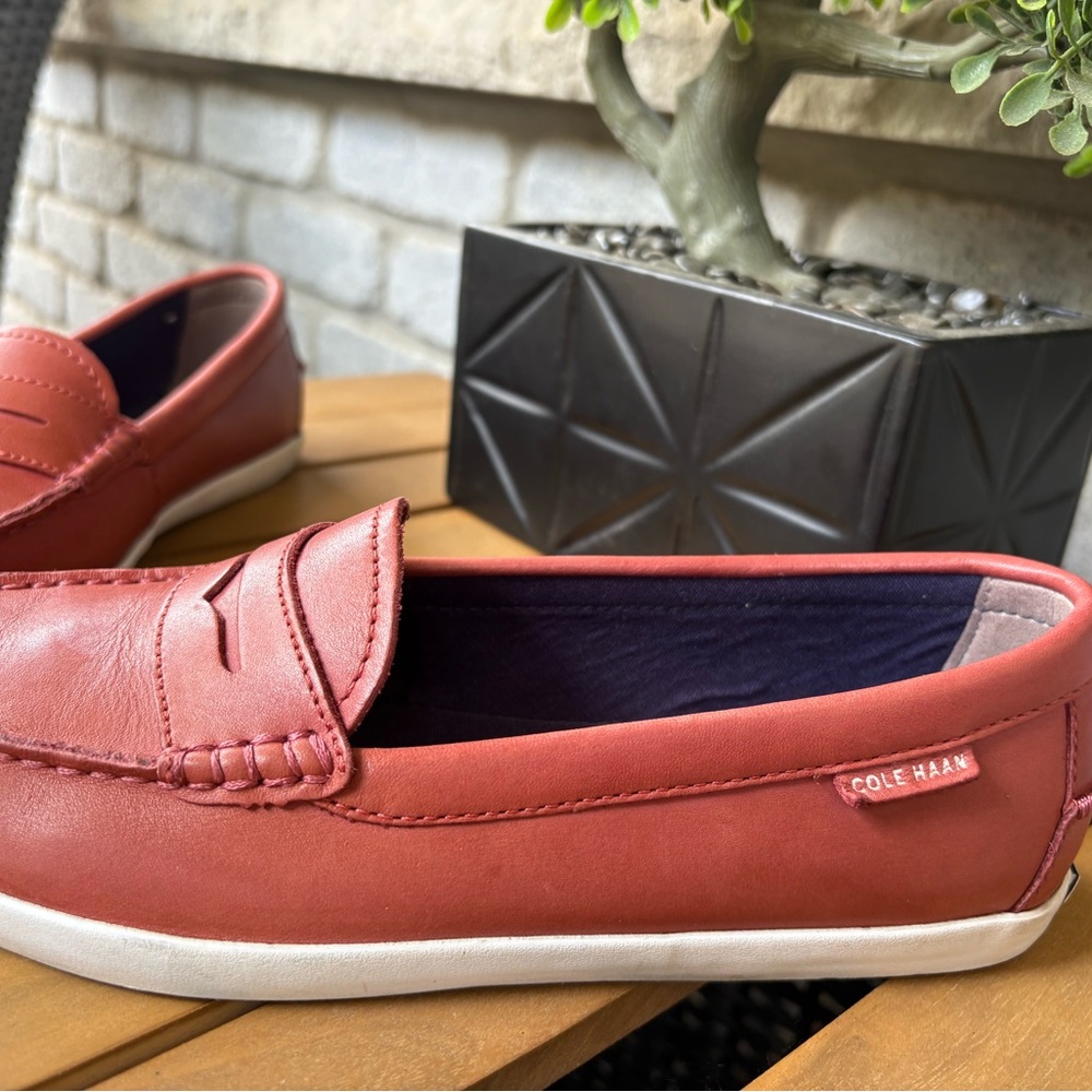 Cole Haan Red Leather boat shoe/ Loafers with Moccasin Stitching - Picture 8 of 8